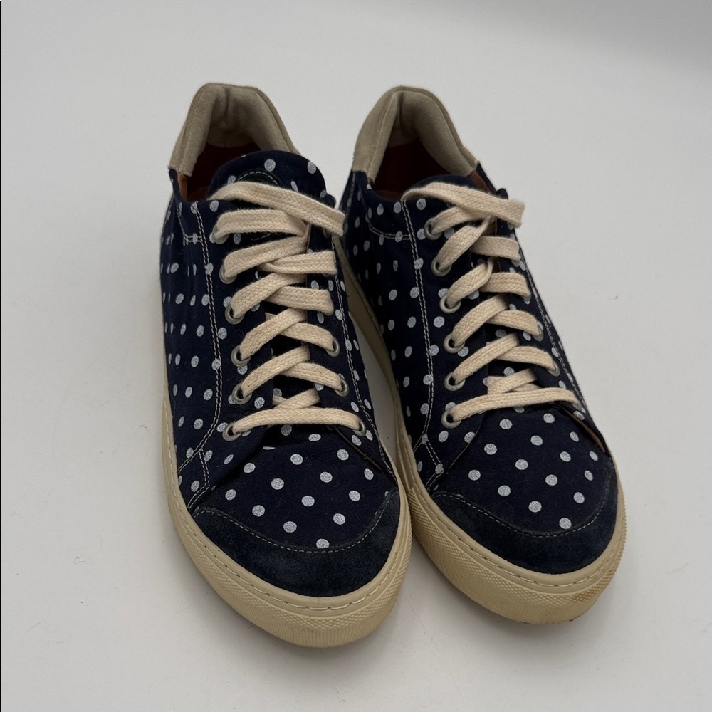 Rare Soulland Navy Polka Dot Sneakers shoe men 42 suede canvas casual retro Y2K